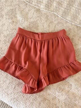 Dark Blush Ruffle High Waist Shorts